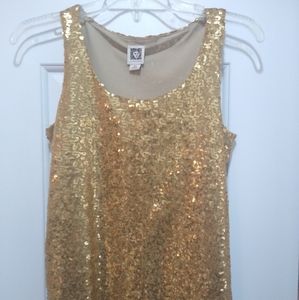 Anne Klien XS Gold sequin blouse